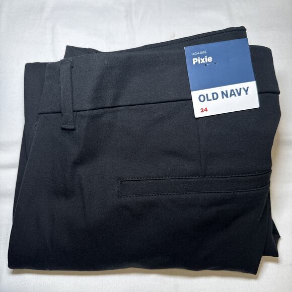 Old Navy High Rise Pixie Pants Womens Plus Size 24 Black Never Fade Trouser NWT - Picture 14 of 14